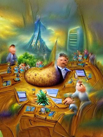 Potato CEO Leads Company, Kinkade-Seuss Style
