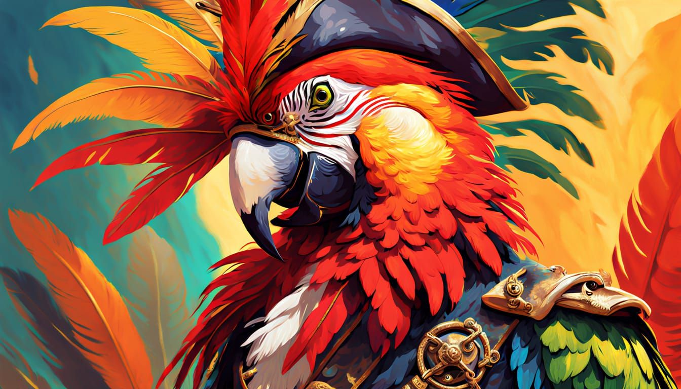 Pirate Parrot and Crew: Abstract Digital Art