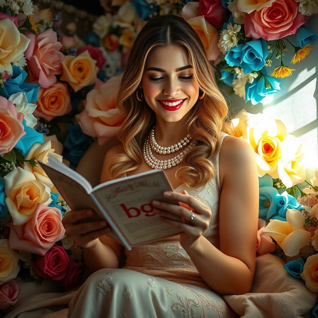 Italian Beauty in Luxurious Mansion, Surrounded by Vibrant E...