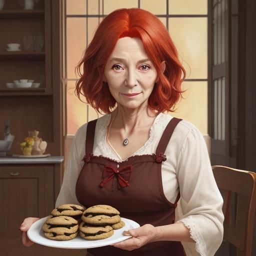 Anime Style: Grandma with Chocolate Chip Cookies