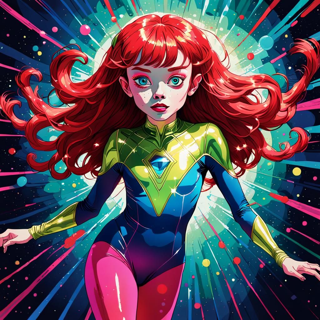 Green Alien Girl in Pop Art Style