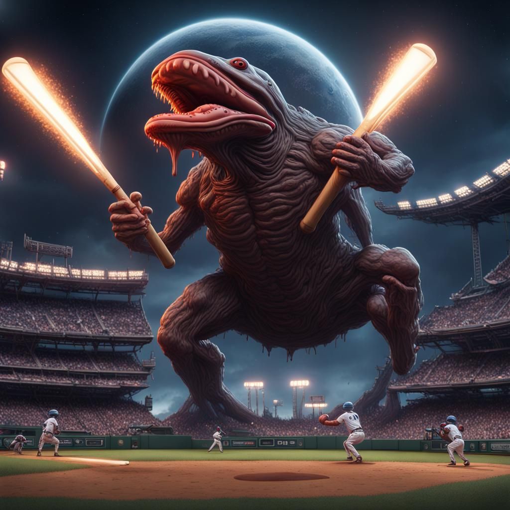 Giant Aliens Play Baseball with Planet Earth