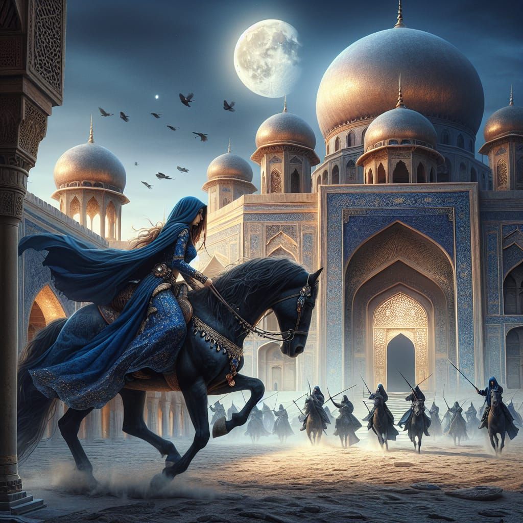 A Middle-Eastern Princess Prepares to Flee a Palace Under Si...