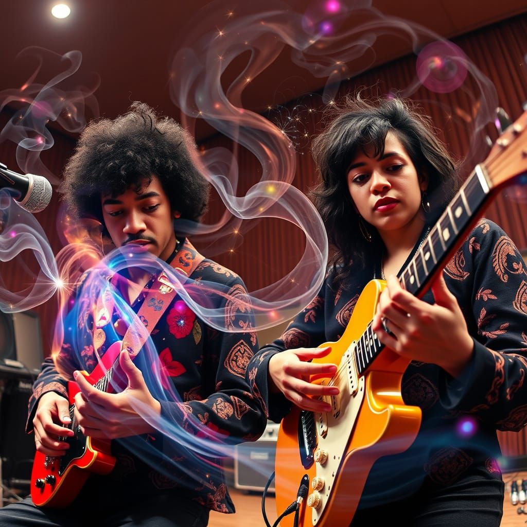 Jimi Hendrix Jam Session with Female Guitarist in 1970 Studi...