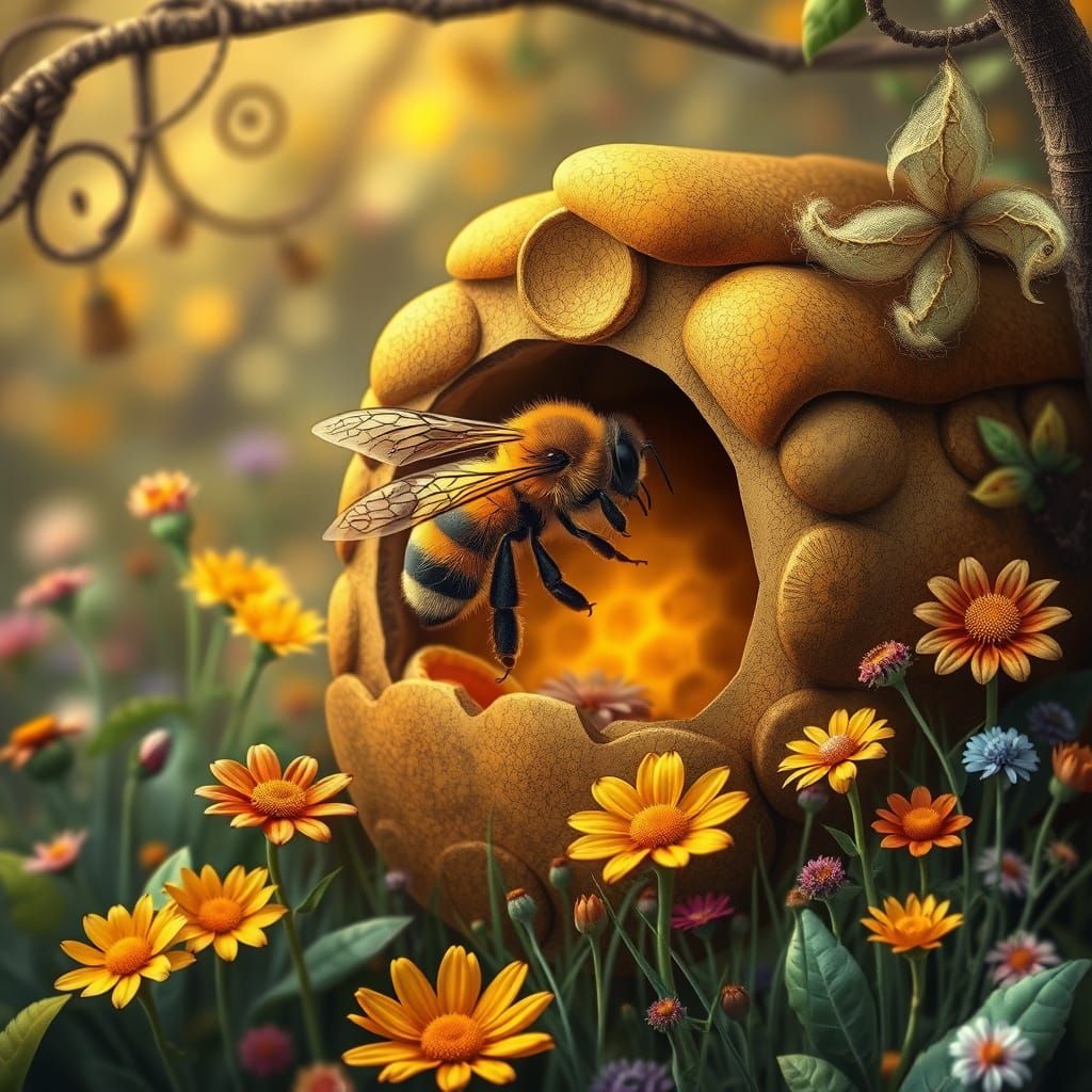 Enchanted Honeycomb in Whimsical Style