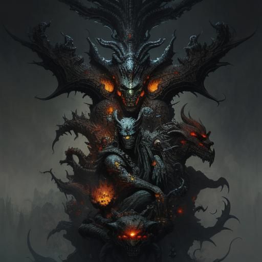 Grotesque Creatures Emerging from Darkness: A Dark Fantasy