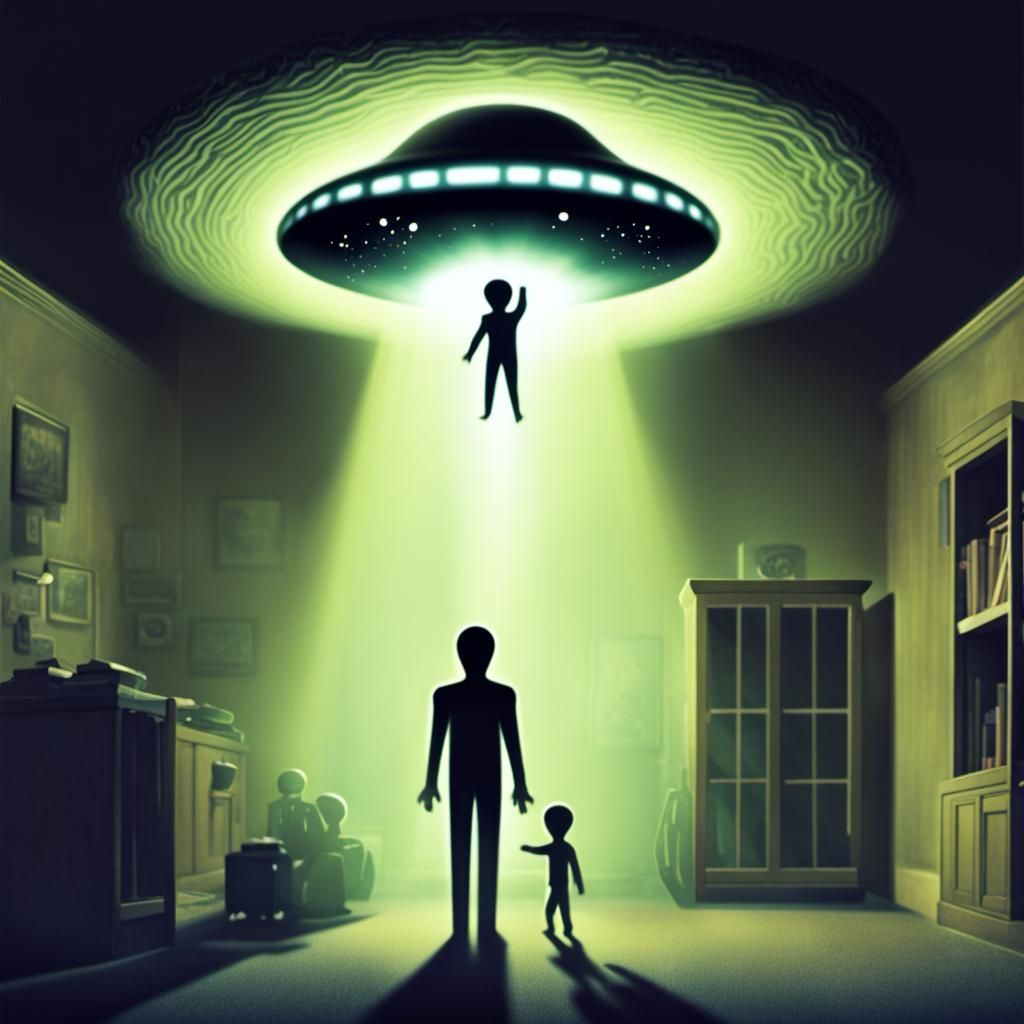 Surreal Alien Abduction Scene