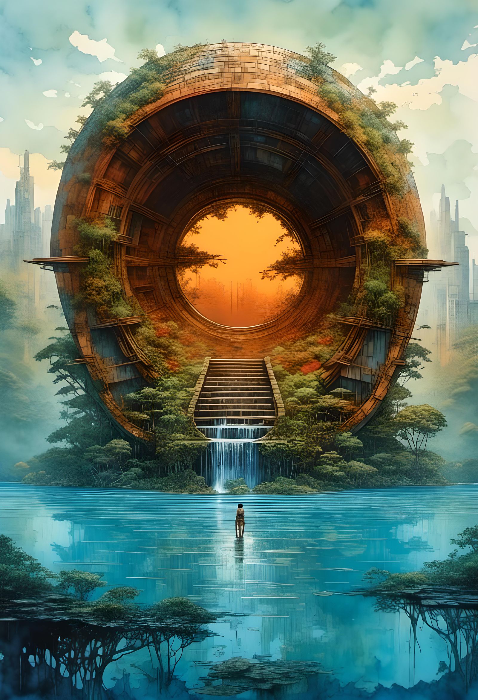 Intricate Interdimensional Portal to Tropical Paradise