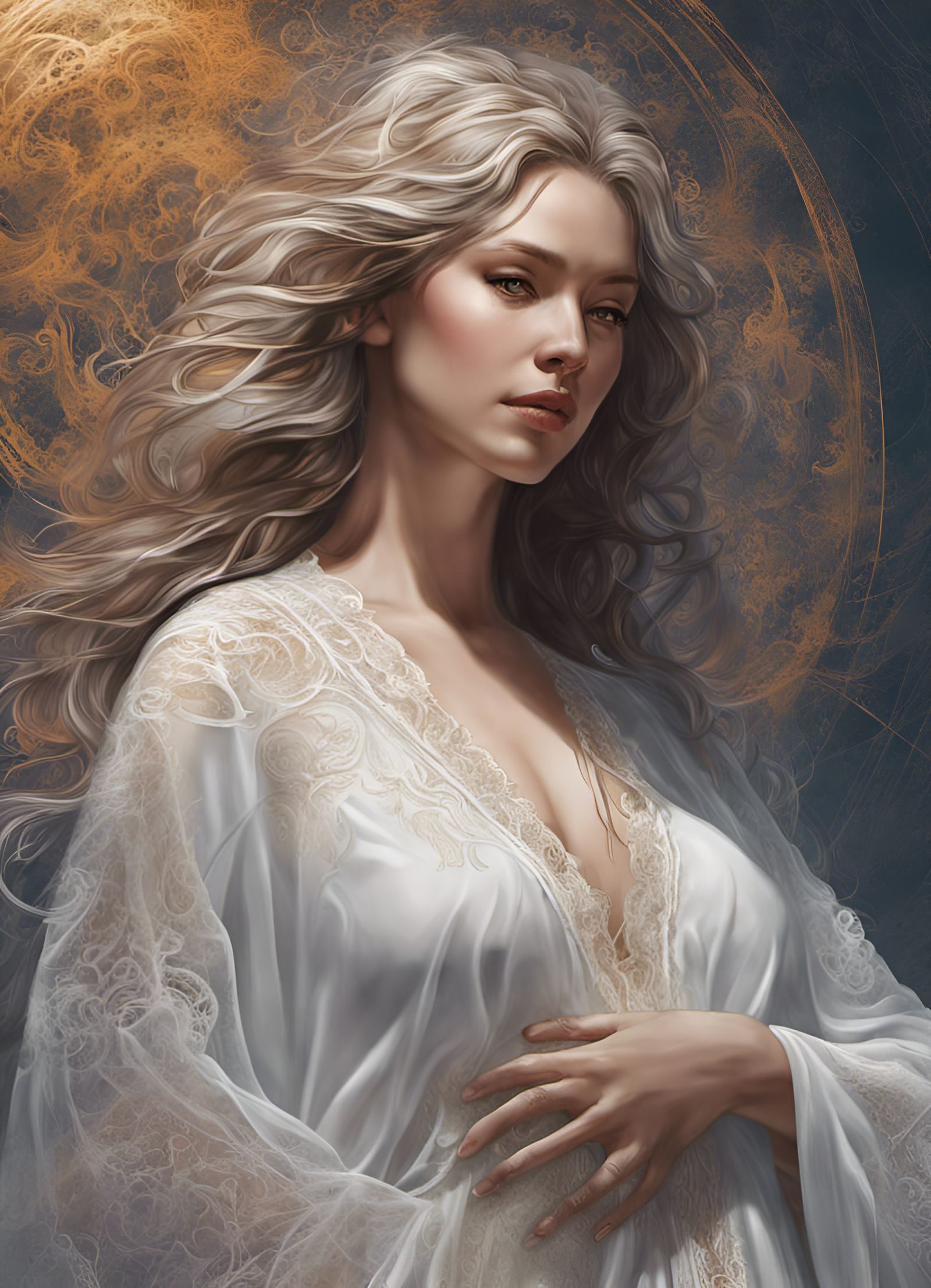 Luminous Pregnant Woman in Hyperrealistic Style