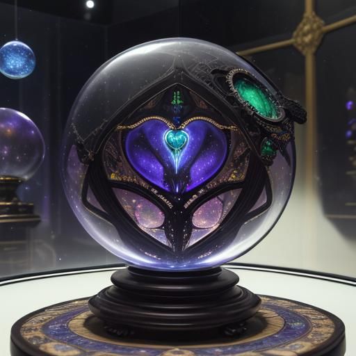 Glass Heart Galaxy in Steampunk Museum Display