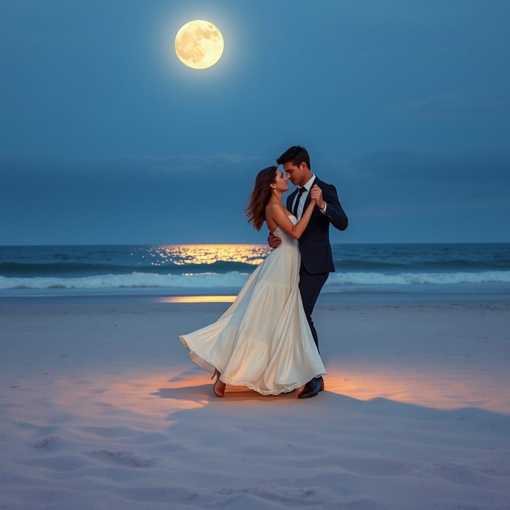 Romantic Moonlit Dance on the Beach