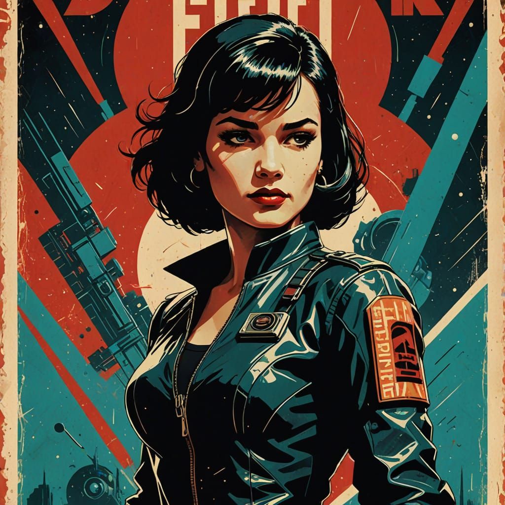 Retro-Futurist Sci-Fi Siren in Metallic Armor