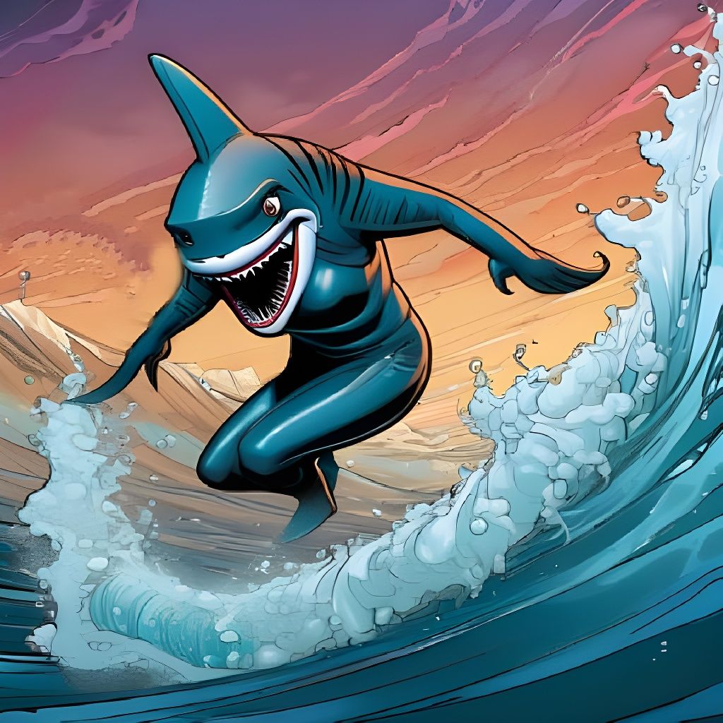 Anthropomorphic Shark Girl in Comic Book Style