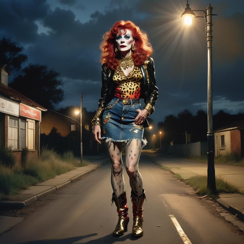 Transvestite in Sargent Style with Leopard Print Top