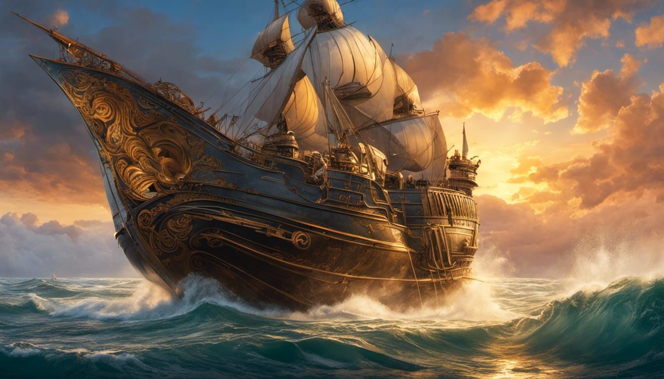 Ocean Princess Portrait in Art Nouveau Style