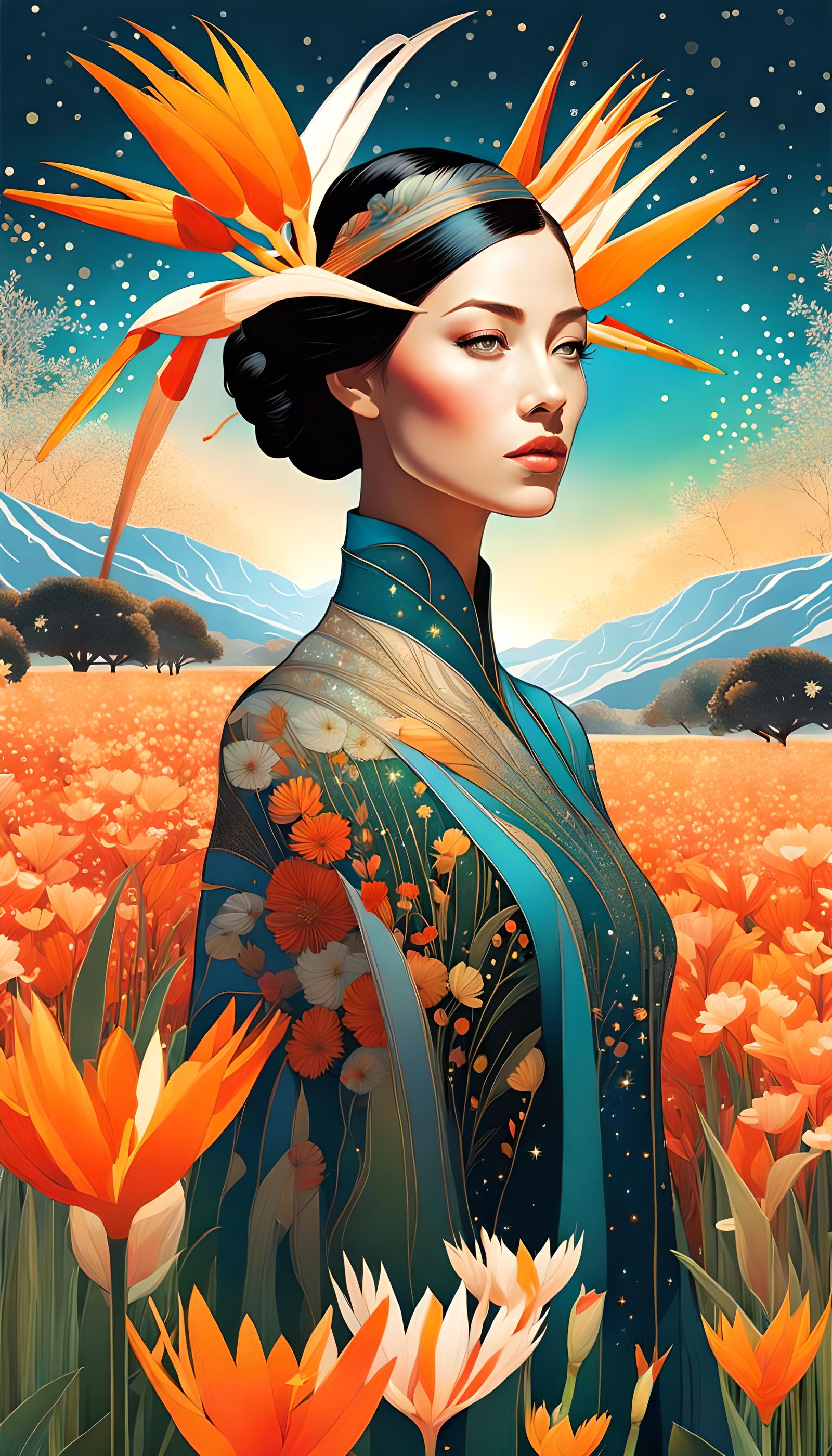 Surreal Bird of Paradise Double Exposure Collage