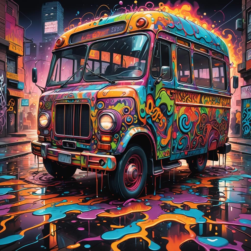 Psychedelic Graffiti Art: The Magic Bus