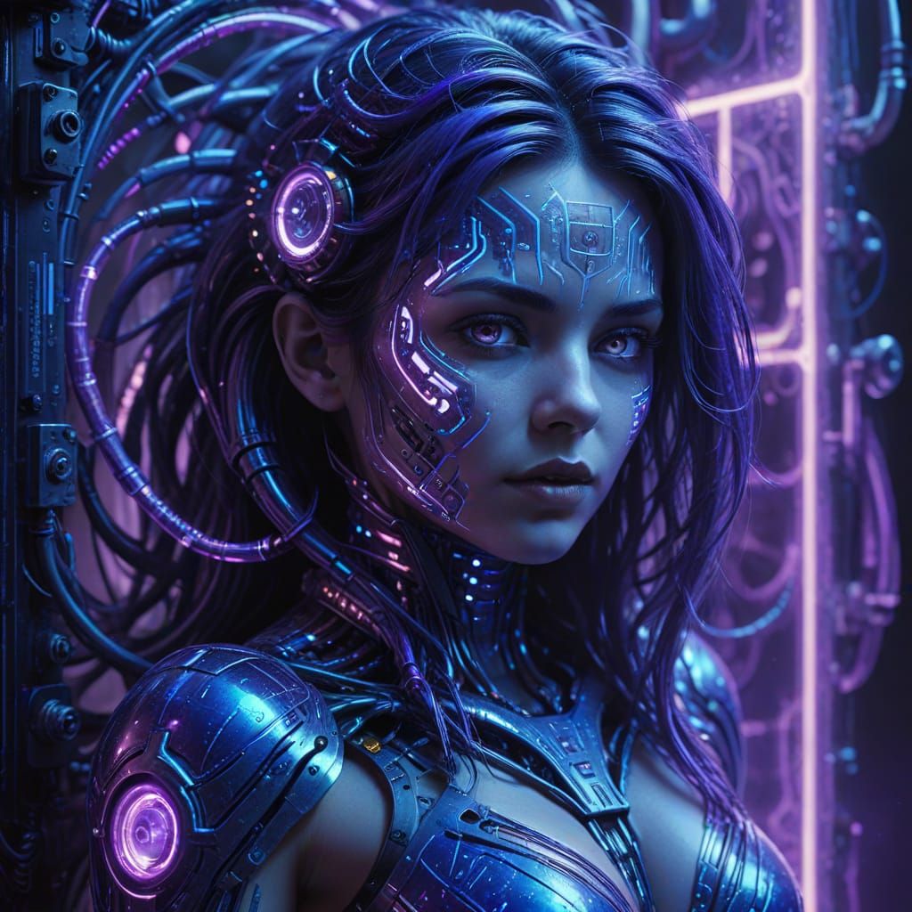 Female Ghost in Sonic Machine: Surreal Digital Art