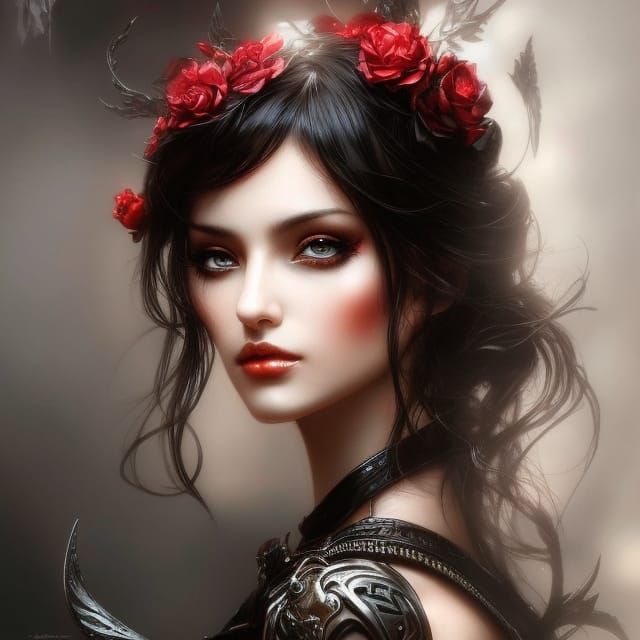 Intricately Detailed Portrait of a Dark-Haired Girl