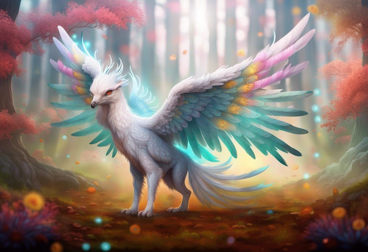 Ethereal Griffin in Magic Mushroom Forest
