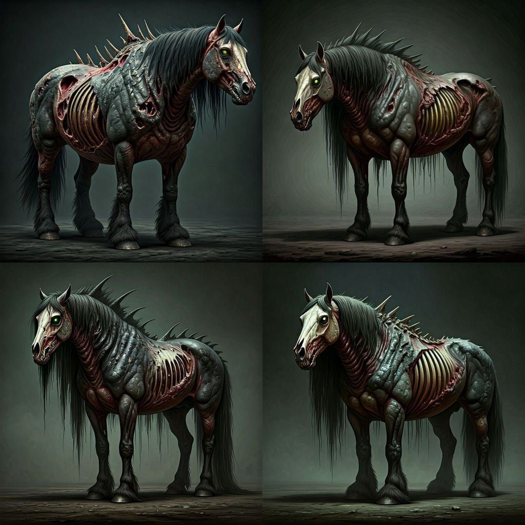 Rotting Zombie Draft Horse with Green Glow