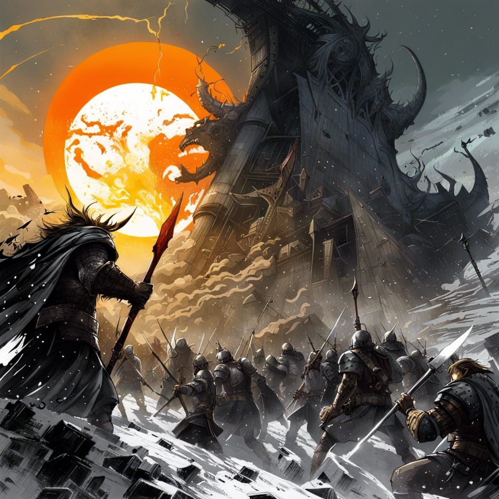 Futuristic Viking Solar Eclipse in Detailed Splash Art