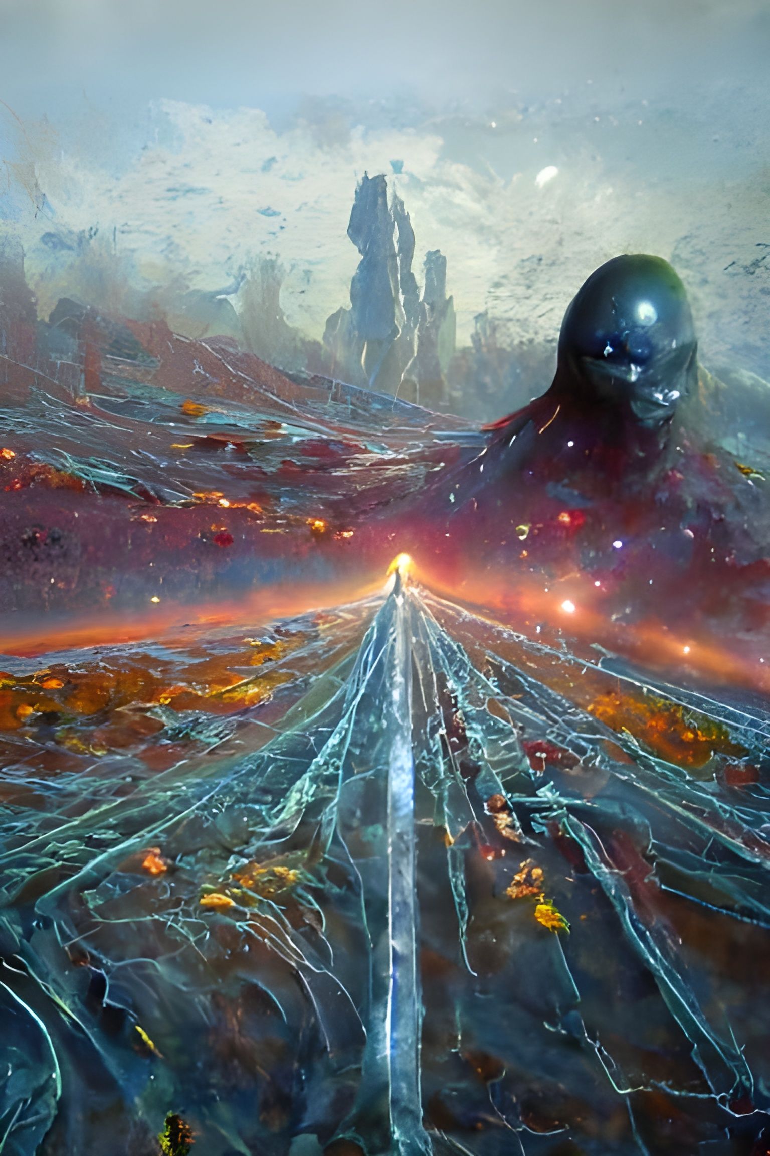 Cosmic Road Inspired by Beksiński and Rutkowski