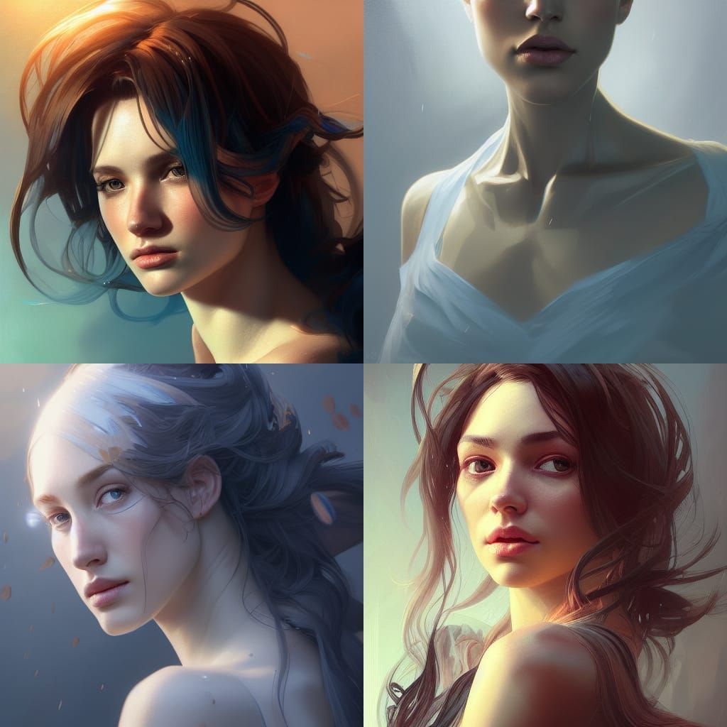 Detailed Portrait in Art Nouveau Style