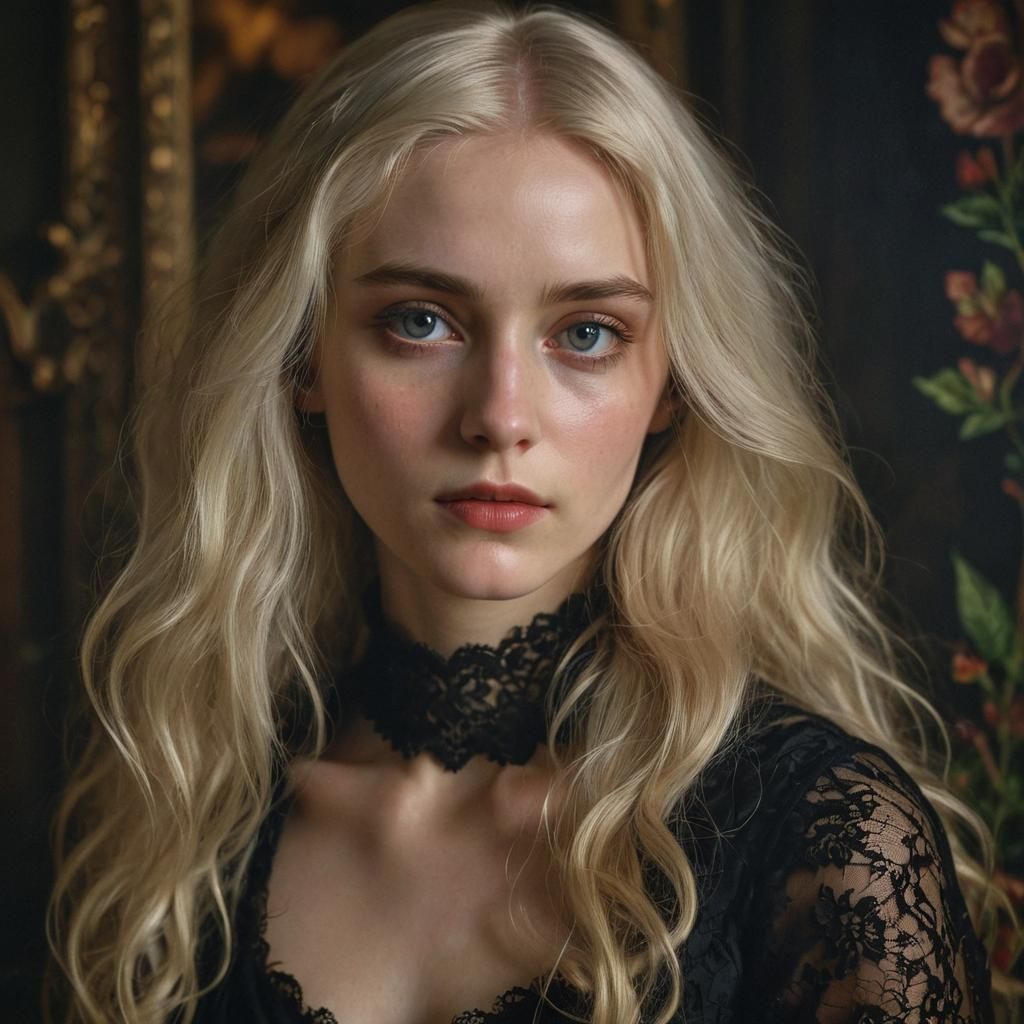 Ethereal Woman in Pre-Raphaelite Portrait