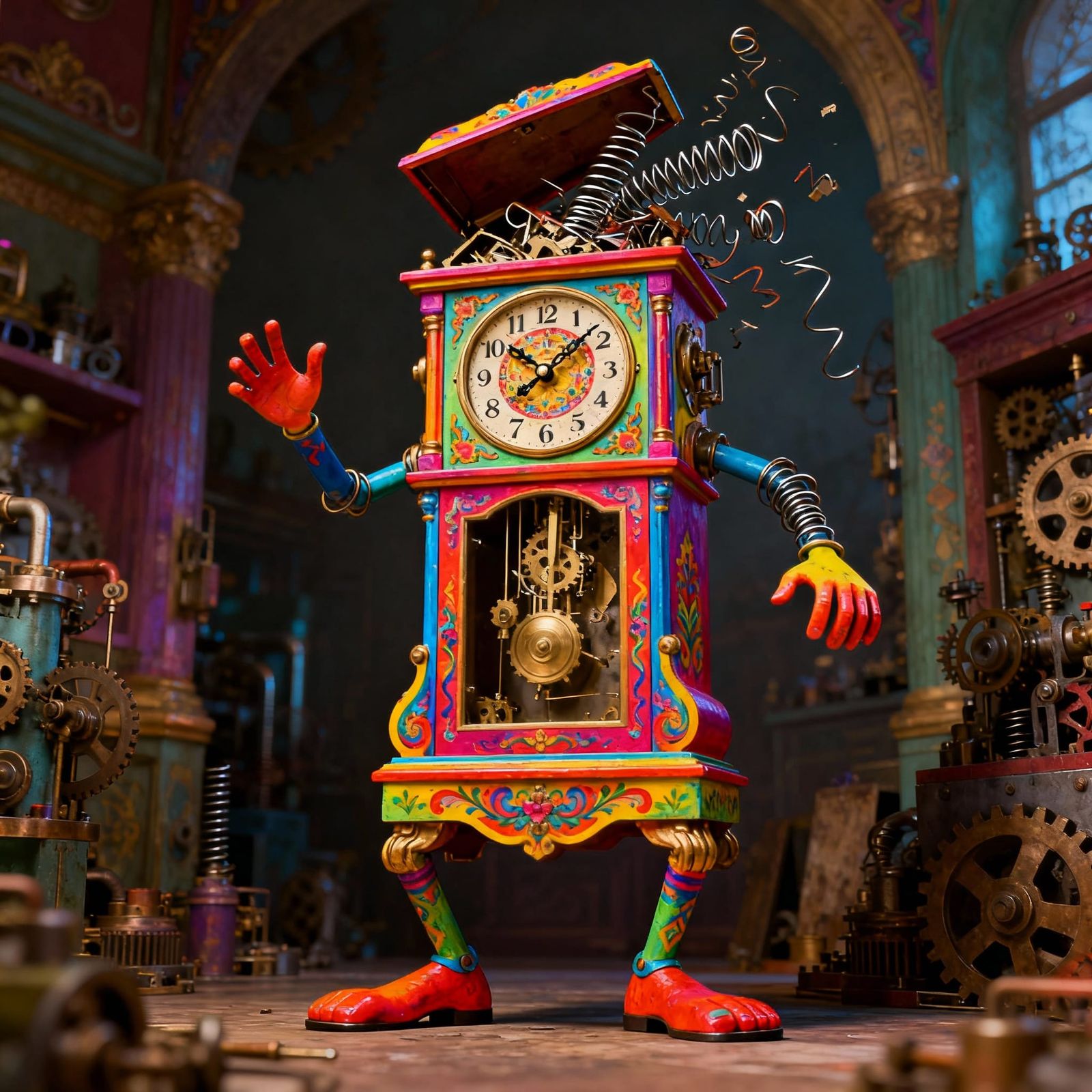 Whimsical Grandfather Clock with Human Features