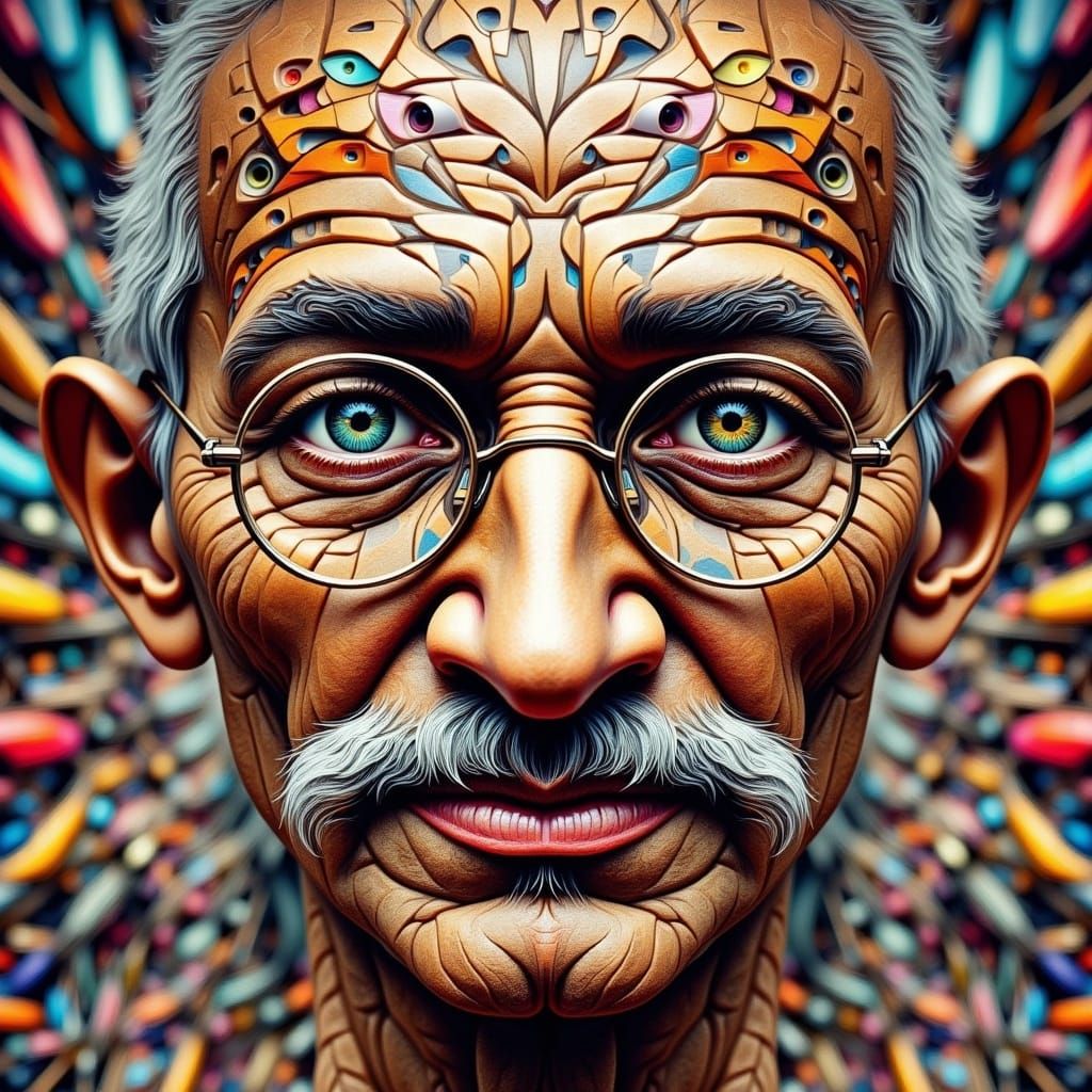 Mahatma Gandhi: Surreal Kaleidoscope Portrait
