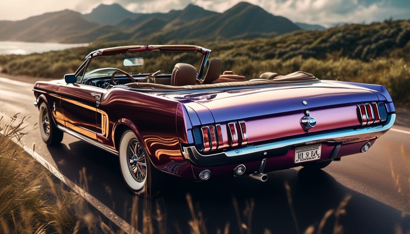 Ford Mustang Convertible Driving on Coastal Road