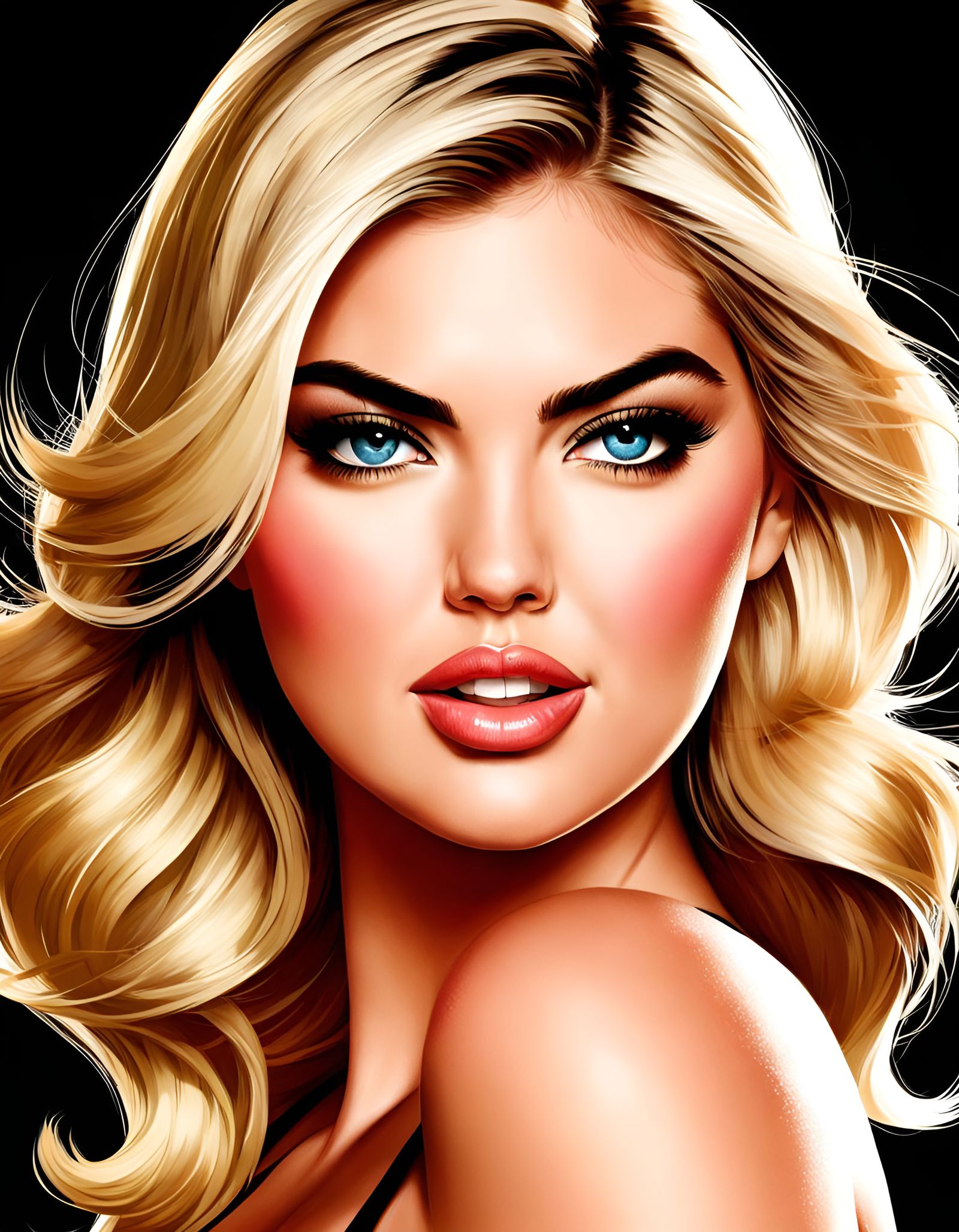 Cartoon Kate Upton with Fun Background
