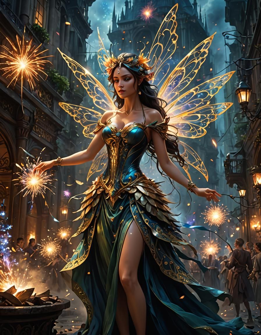 Enchanted Fairy in Arcane Fireworks Display