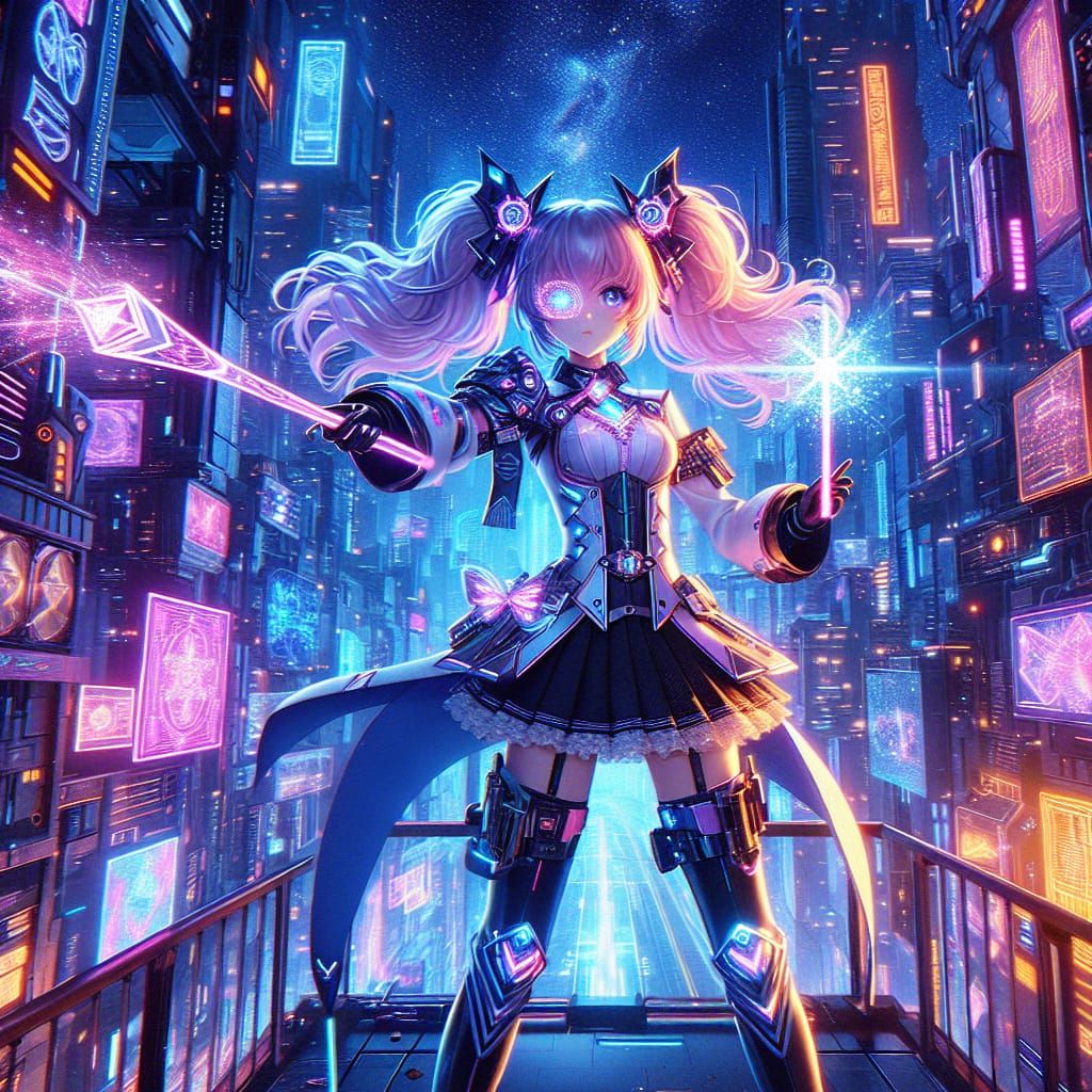 Anime cyberpunk magical girl