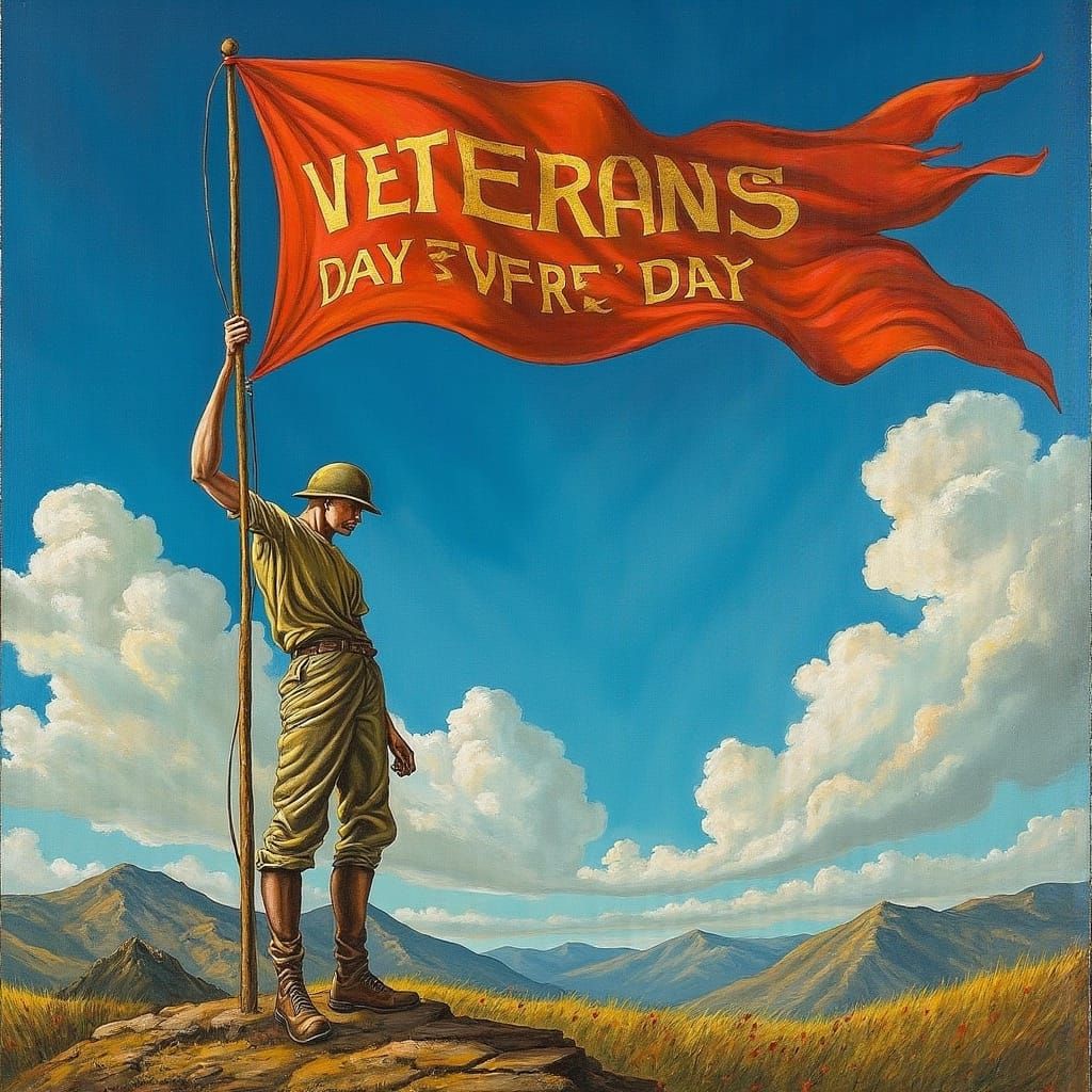 Veterans Day Flag Waving High in the Sky