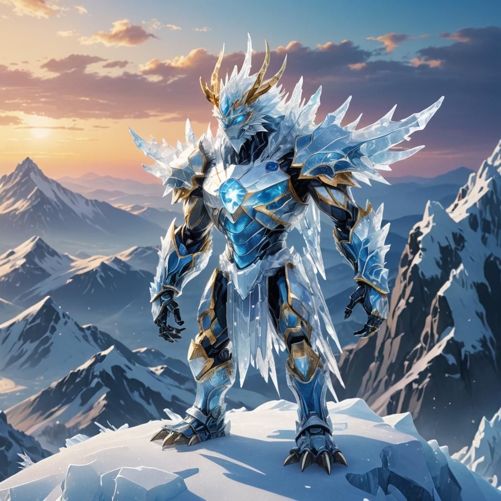 Anime Ice Creature on Frozen Peak