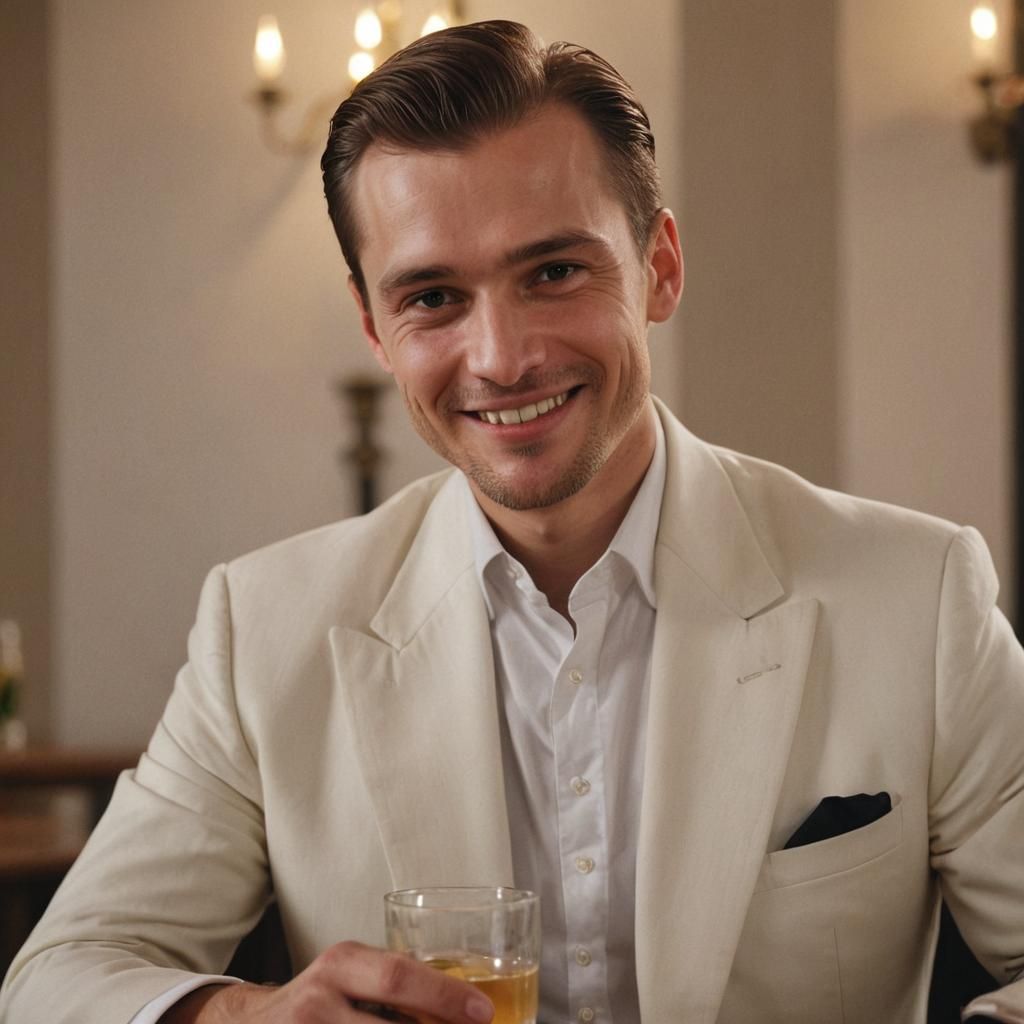 Slavic Man Smiling in Golden Hour Lighting