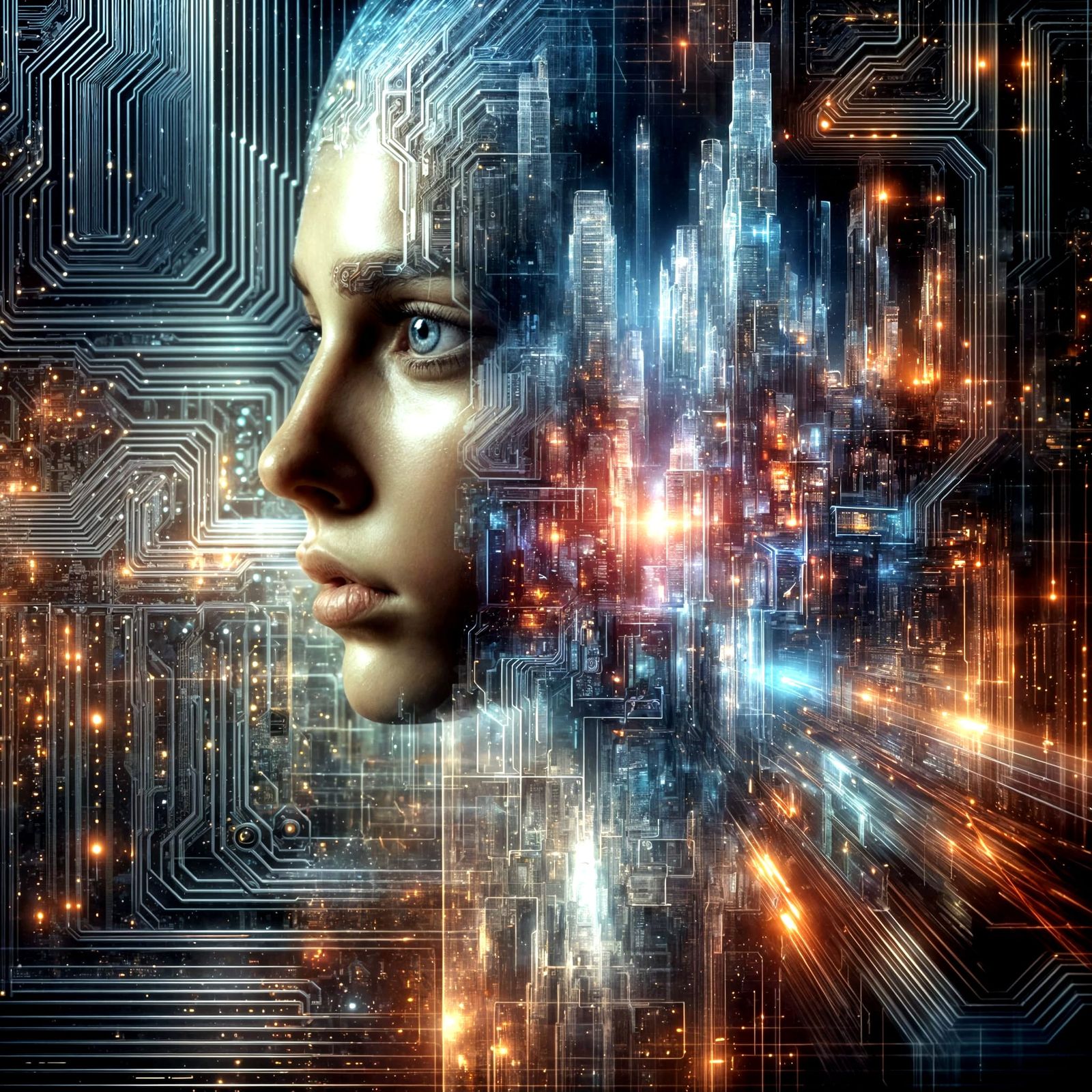 Holographic Metropolis: Photorealistic Fusion of Woman and C...