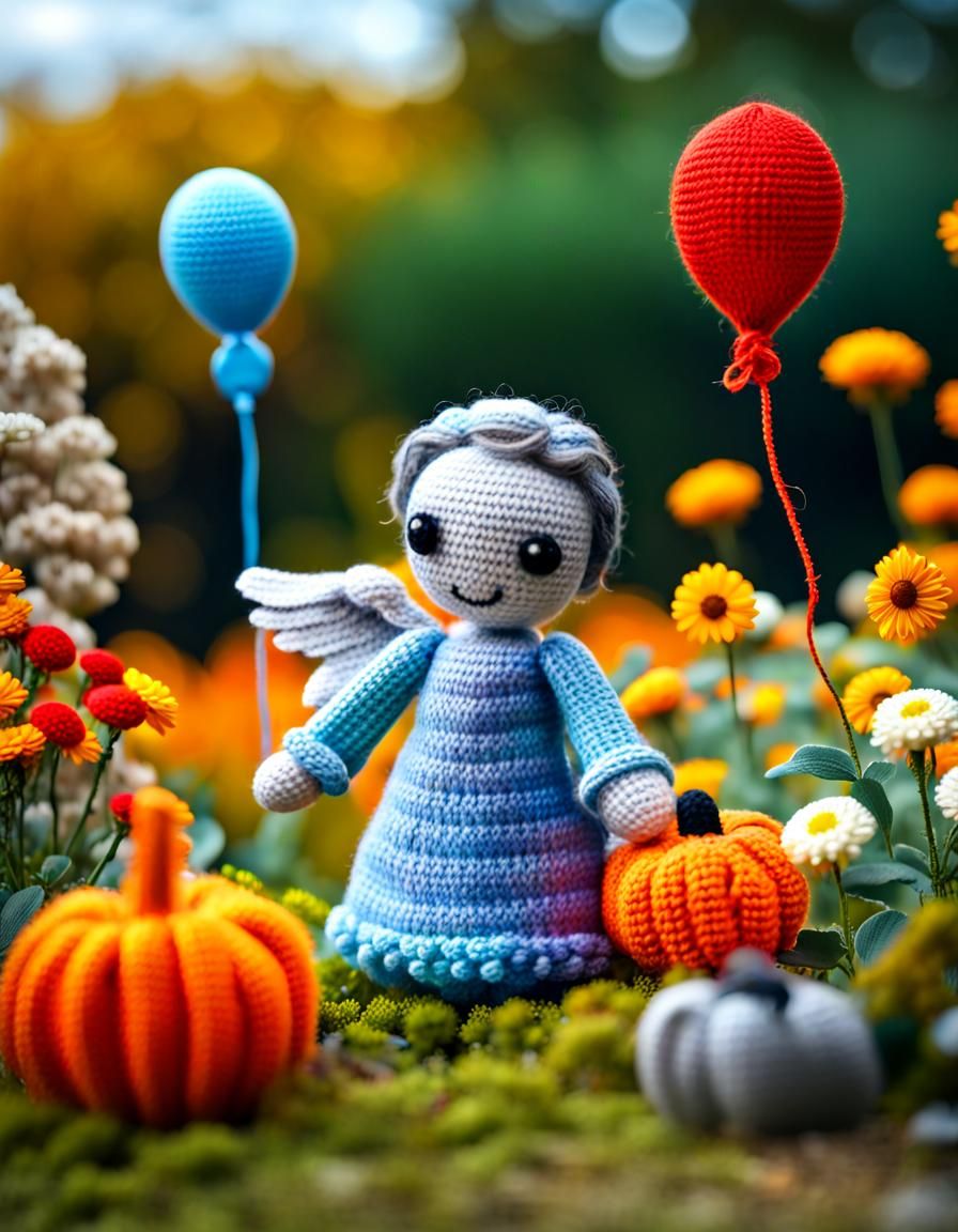 Knitted Halloween Weeping Angel in Amigurumi Style
