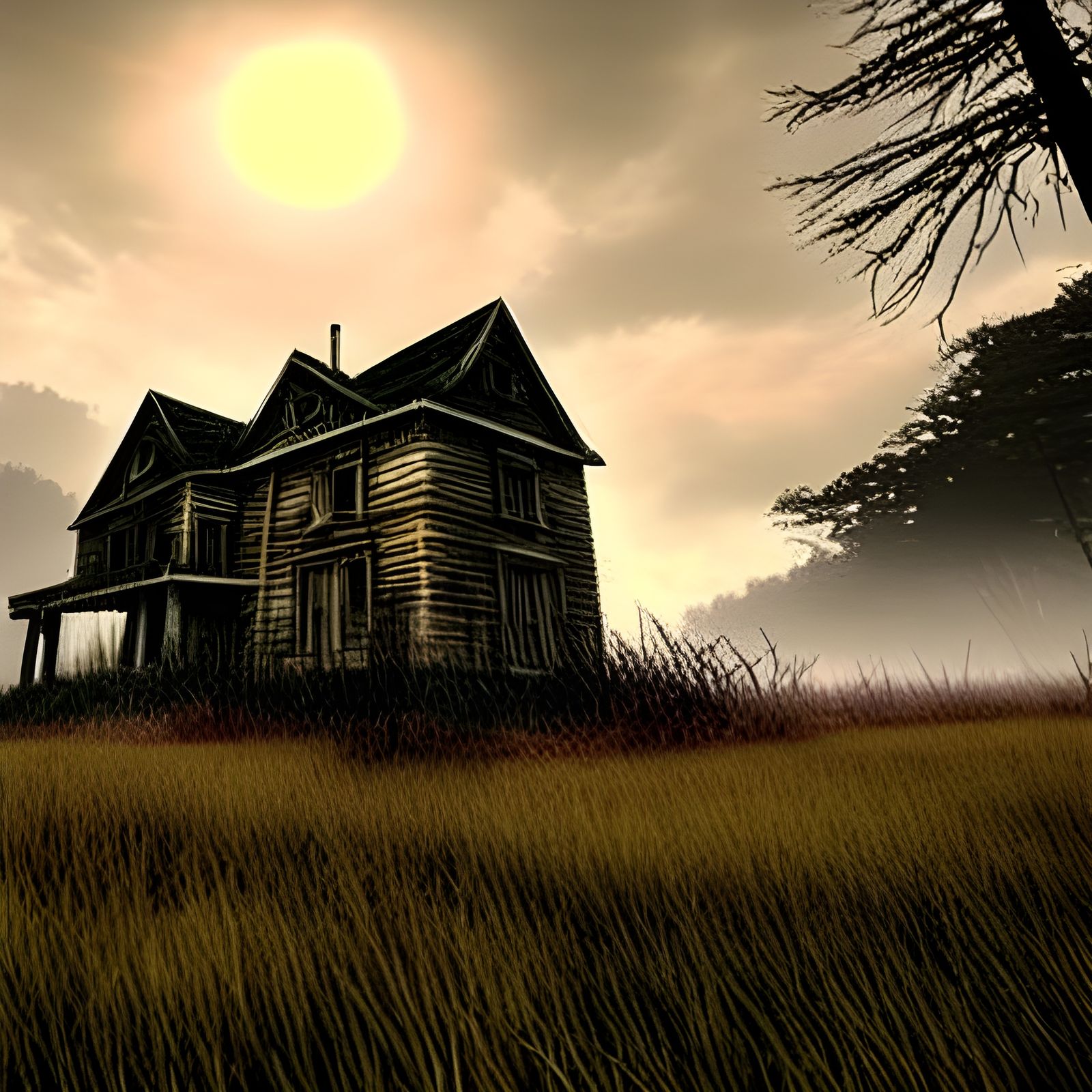 Ominous Horror Landscape of an Unseen Monster