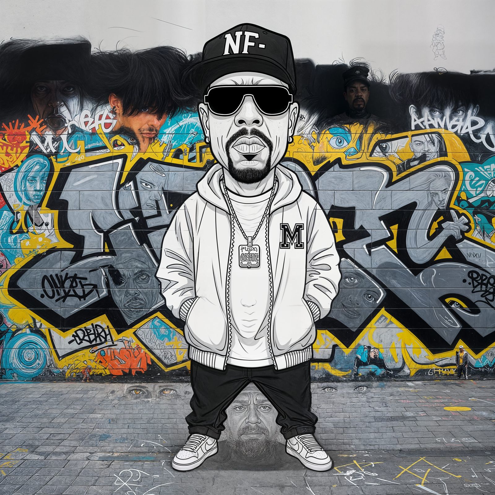 Ice-T Caricature in Coloring Book Style