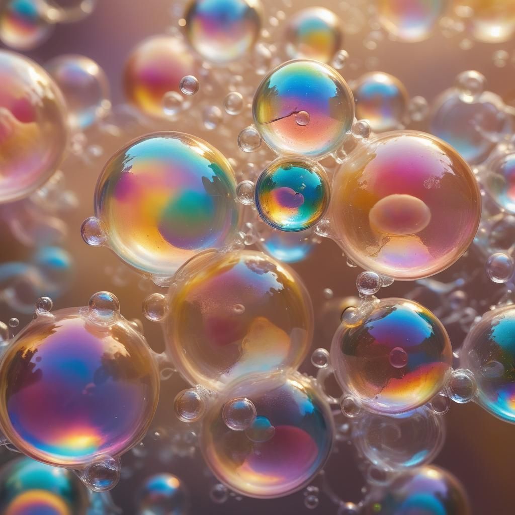 Iridescent Soap Bubble Creature in Surreal Style