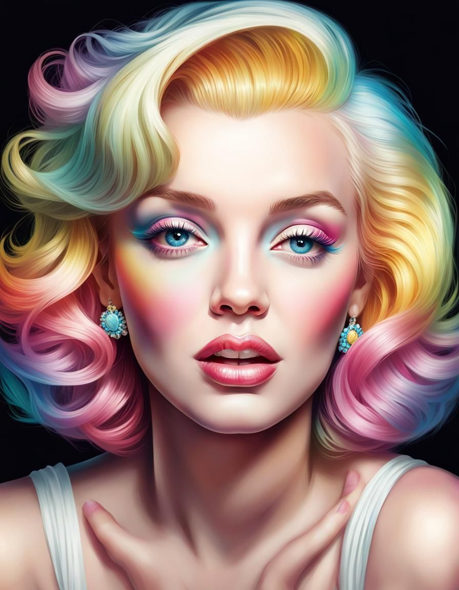 Marilyn Monroe Pin-Up Portrait in Pastel Colors