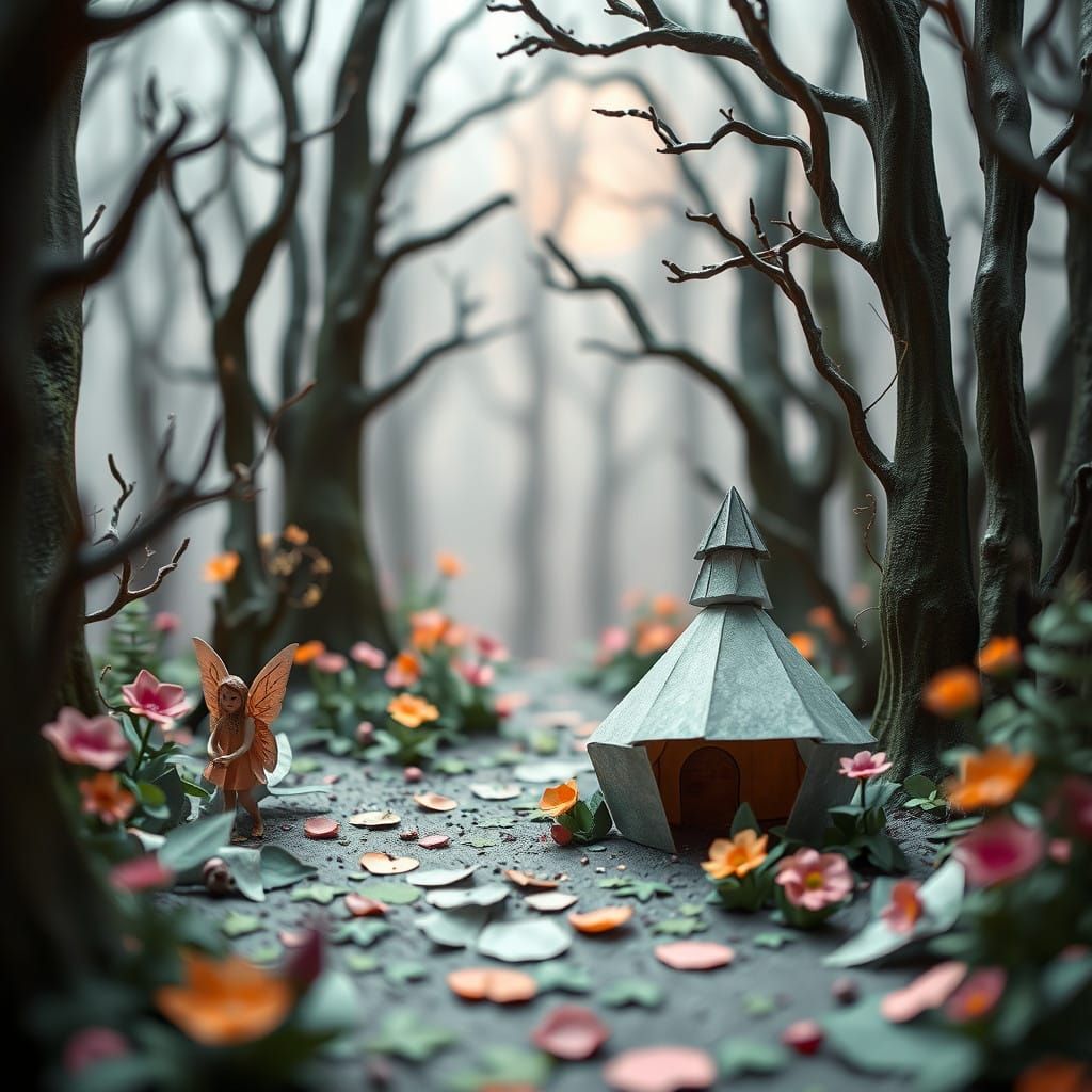 Whimsical Fairy in a Vibrant Apocalypse Landscape