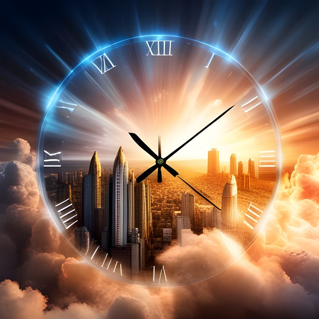 Epic World Energy Clock Tower in Cityscape