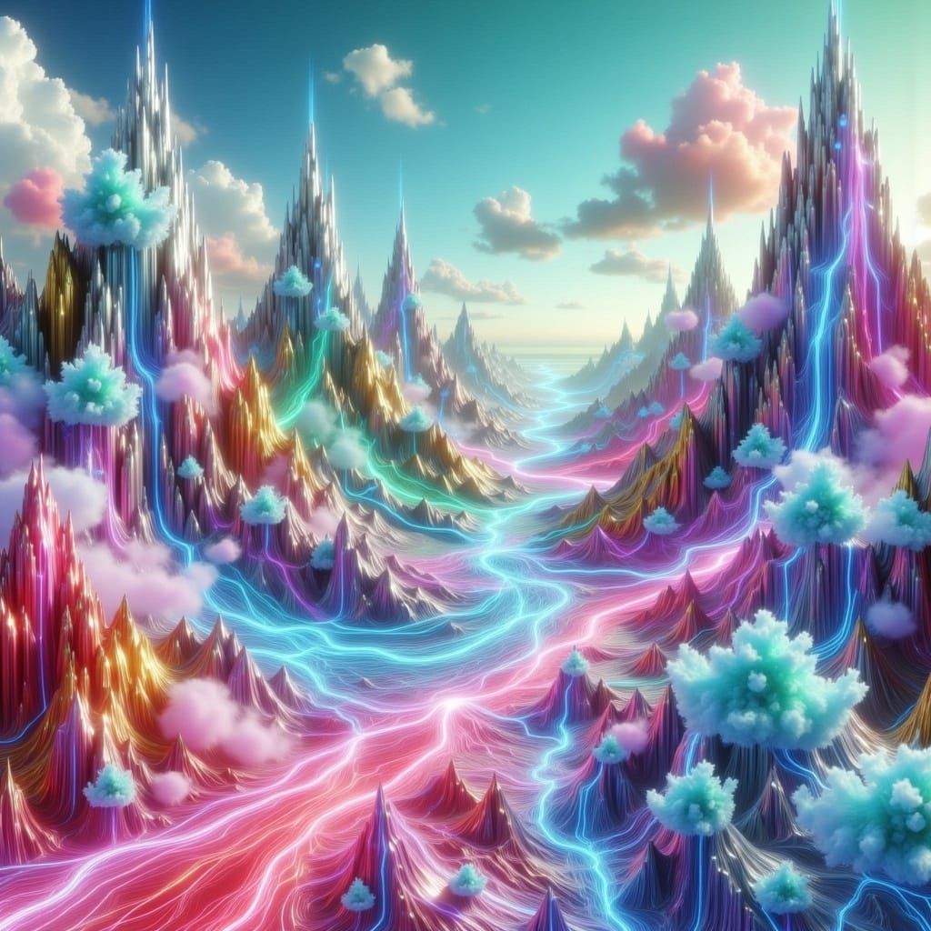 Marshmallow Creatures in a Candy-Colored Cloudscape