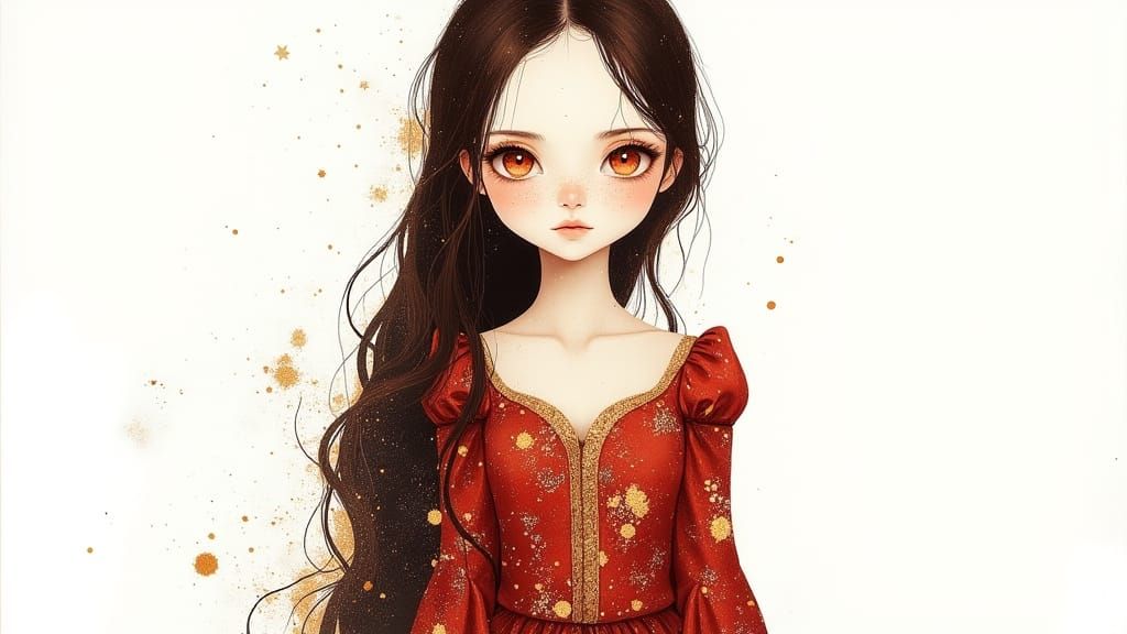 Mysterious Girl with Crimson Eyes in Studio Ghibli Style