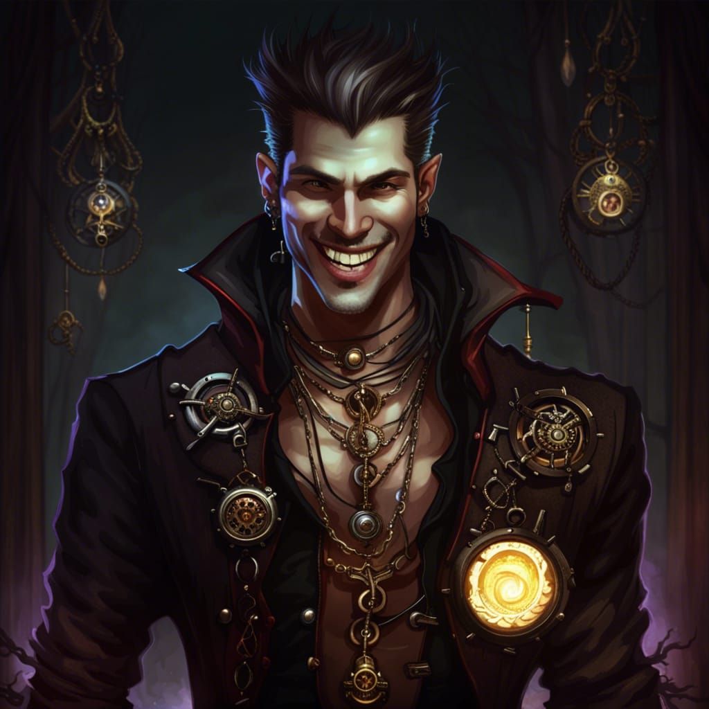 Steampunk Vampire with Glowing Necklaces