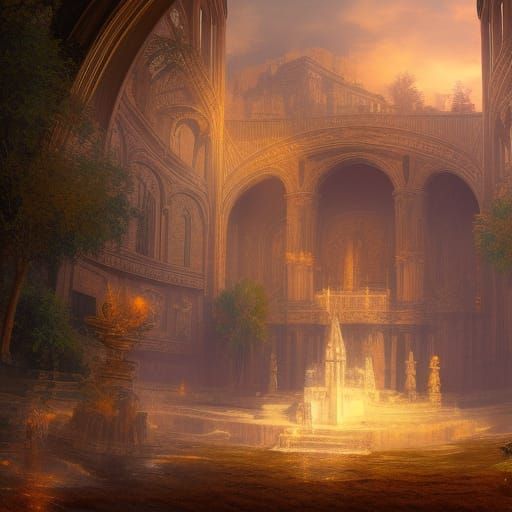 Golden Faith Temple with Realistic Jewelry